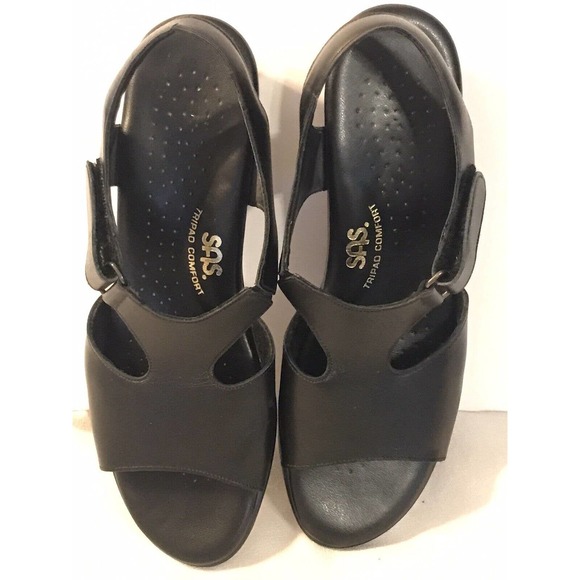 SAS Black Suntimer Comfort Shoe Slingback Sandal Womens 7.5 J9137552 Block Heel - Picture 6 of 8